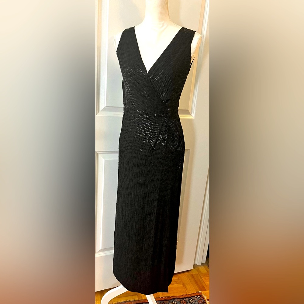 DVF Hand Beaded V-Neck Sleeveless Gown, Sz 2